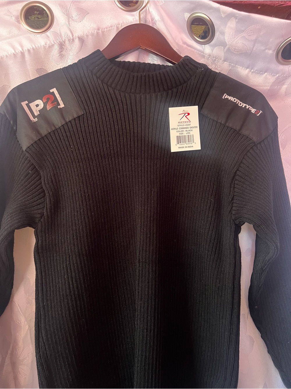 Rothco Black P2 Ribbed Crewneck Sweater